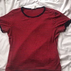 red, navy & white striped pacsun teeshirt